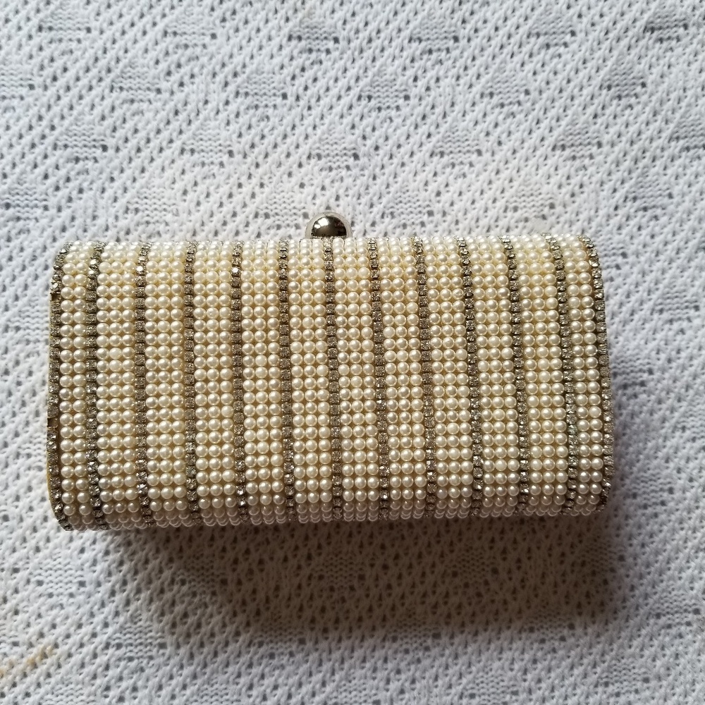 Rhinestone/pearl fancy clutch